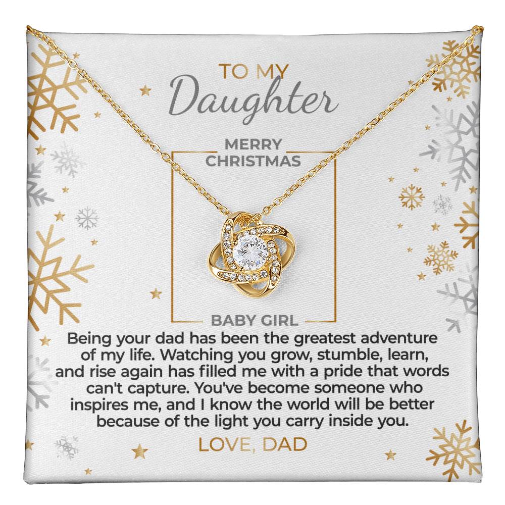 To Daughter - Christmas Gift from Dad - Love Knot Necklace Gift Set - DLK01