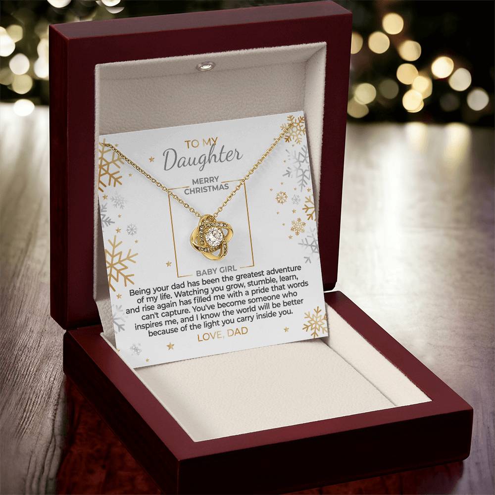 To Daughter - Christmas Gift from Dad - Love Knot Necklace Gift Set - DLK01